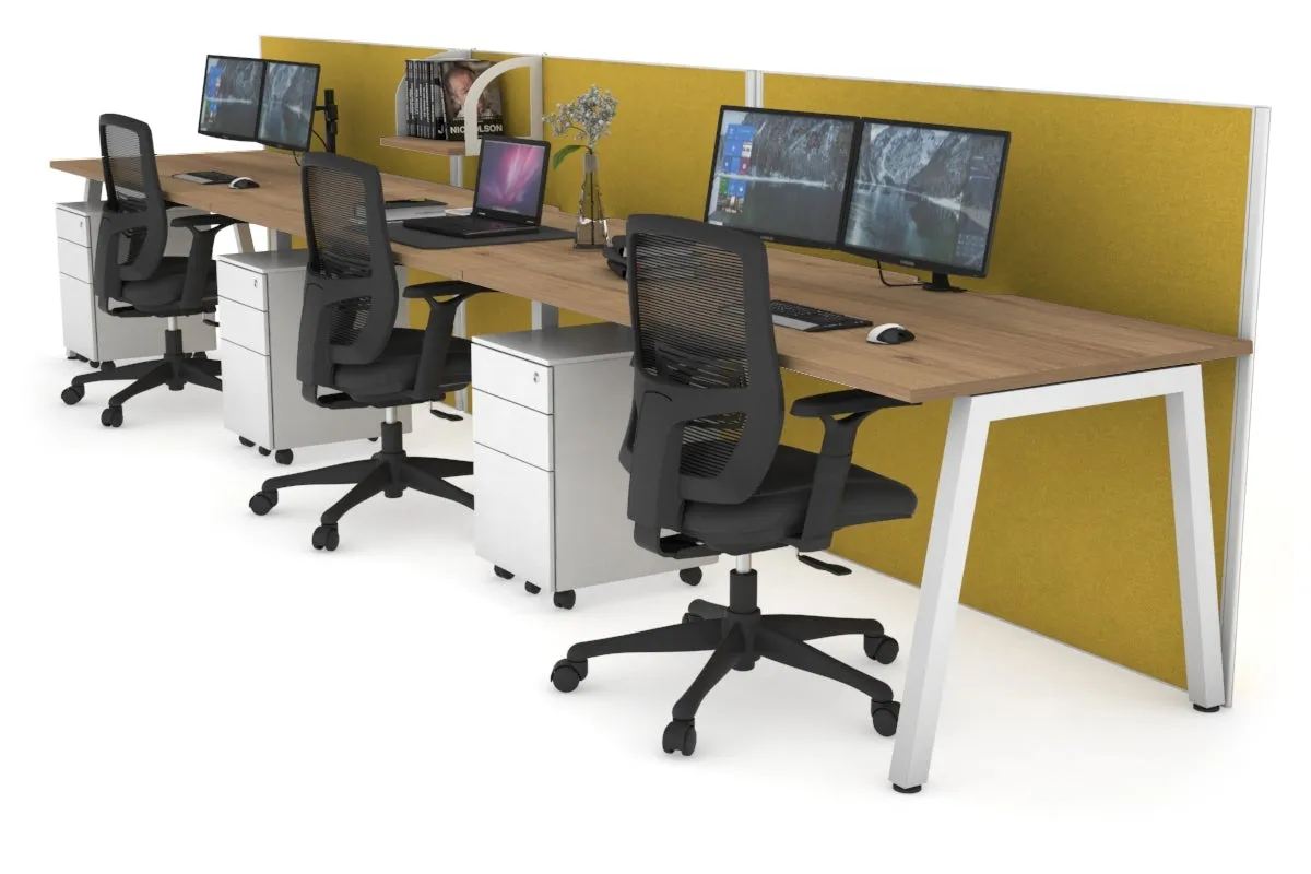 Horizon Quadro 3 Person Run A Legs Office Workstation [1800L x 800W with Cable Scallop]