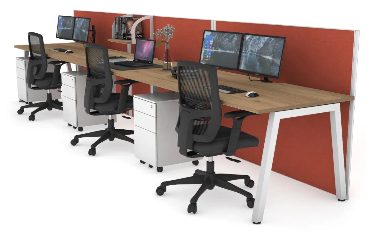 Horizon Quadro 3 Person Run A Legs Office Workstation [1800L x 800W with Cable Scallop]