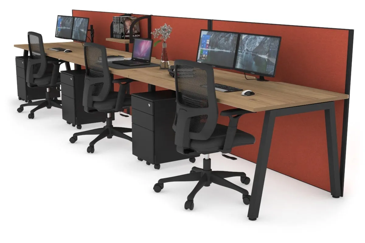 Horizon Quadro 3 Person Run A Legs Office Workstation [1800L x 800W with Cable Scallop]