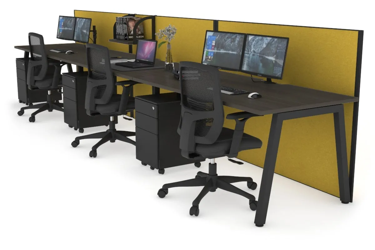 Horizon Quadro 3 Person Run A Legs Office Workstation [1800L x 800W with Cable Scallop]