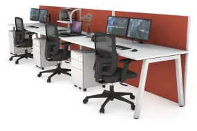 Horizon Quadro 3 Person Run A Legs Office Workstation [1800L x 800W with Cable Scallop]