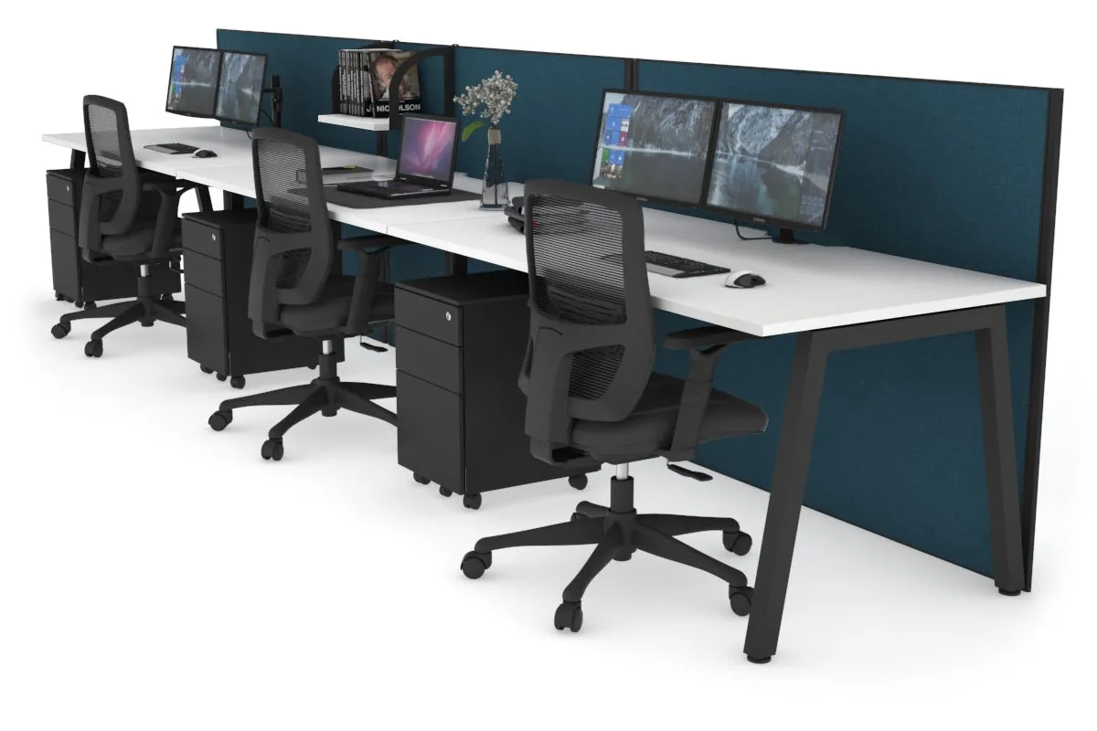 Horizon Quadro 3 Person Run A Legs Office Workstation [1800L x 800W with Cable Scallop]