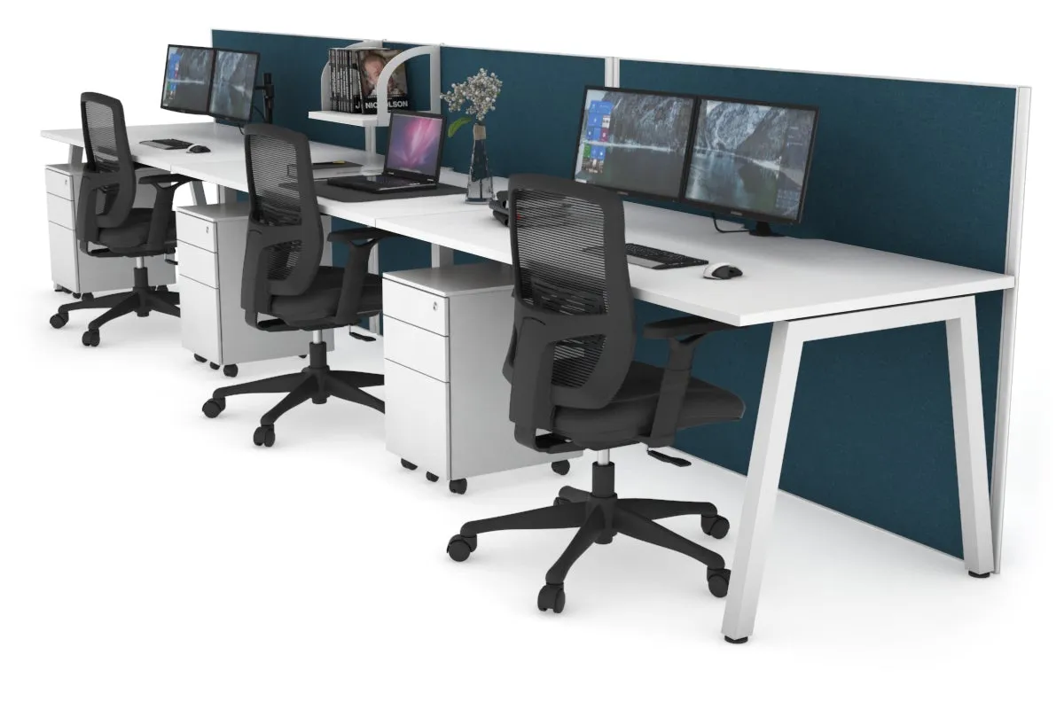 Horizon Quadro 3 Person Run A Legs Office Workstation [1800L x 800W with Cable Scallop]