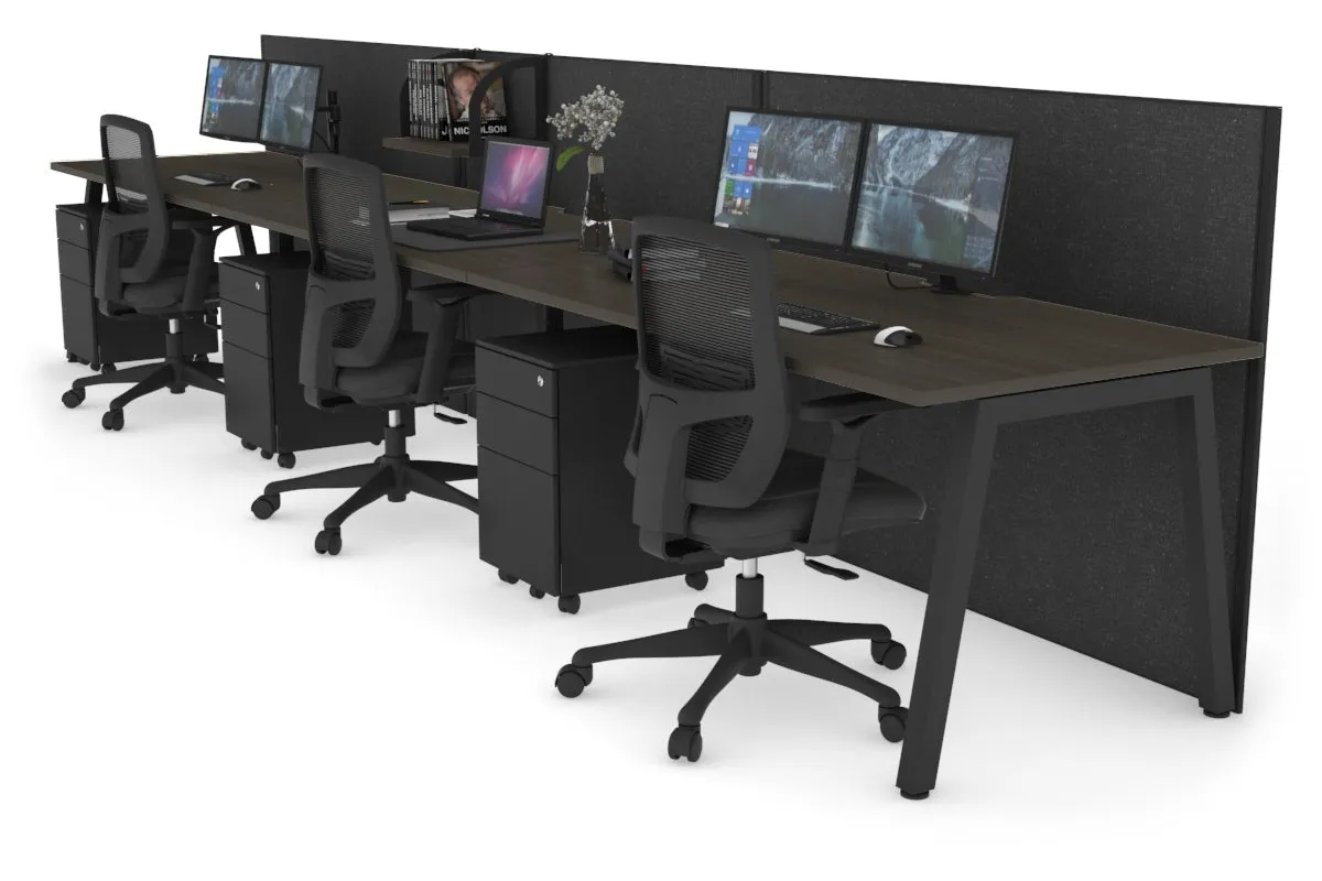 Horizon Quadro 3 Person Run A Legs Office Workstation [1800L x 800W with Cable Scallop]