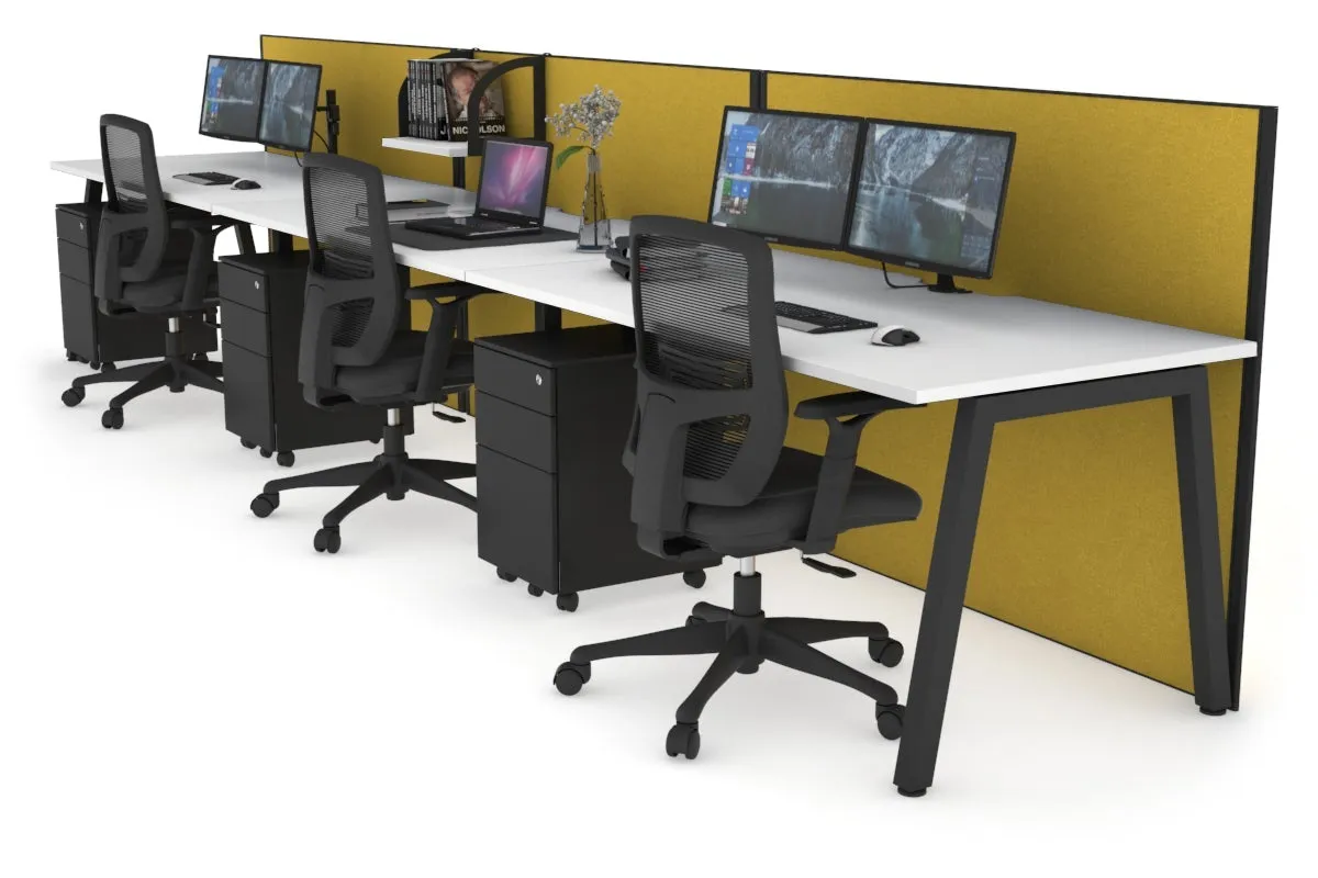 Horizon Quadro 3 Person Run A Legs Office Workstation [1800L x 800W with Cable Scallop]