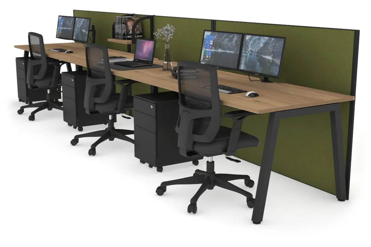 Horizon Quadro 3 Person Run A Legs Office Workstation [1800L x 800W with Cable Scallop]