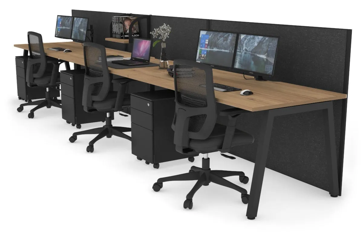 Horizon Quadro 3 Person Run A Legs Office Workstation [1800L x 800W with Cable Scallop]