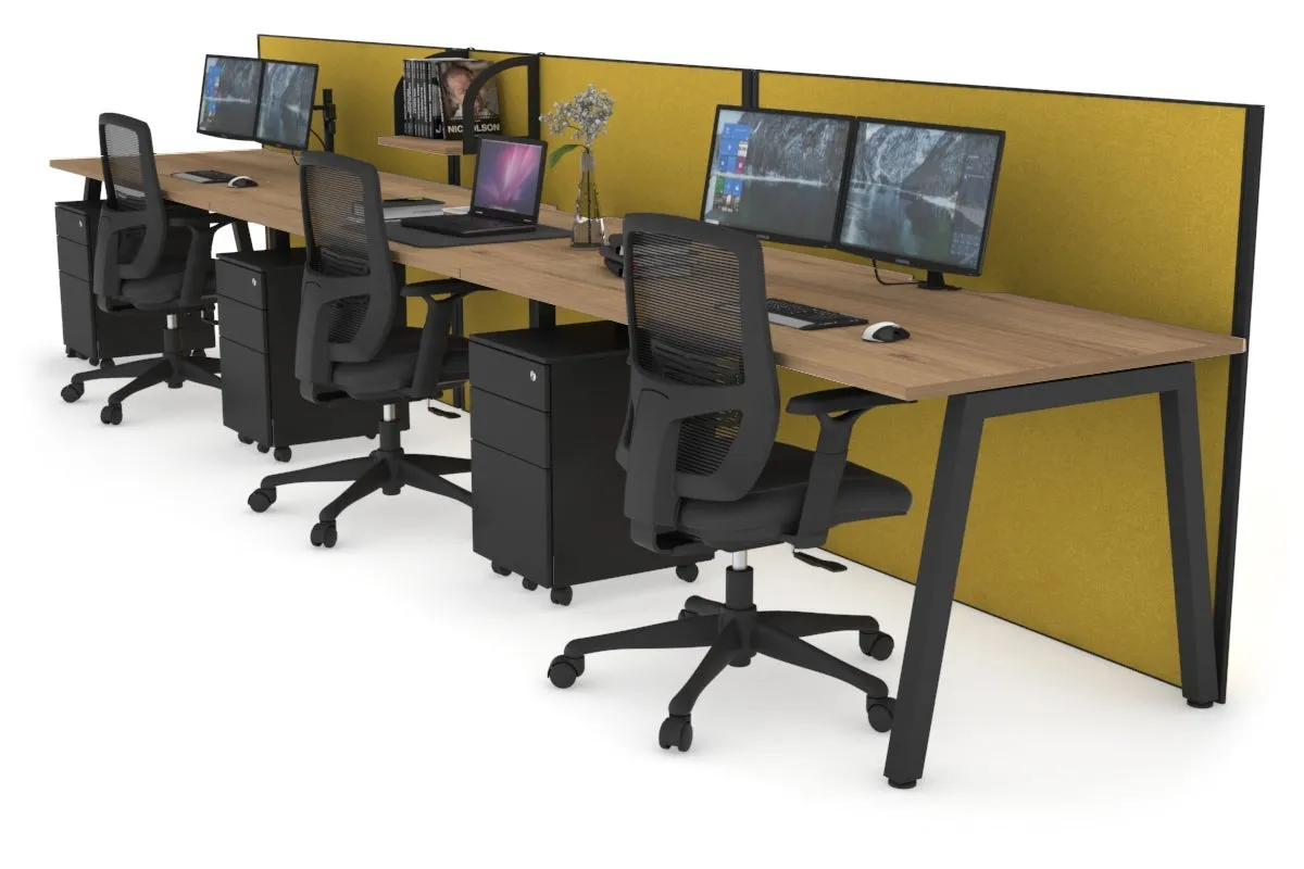 Horizon Quadro 3 Person Run A Legs Office Workstation [1800L x 800W with Cable Scallop]