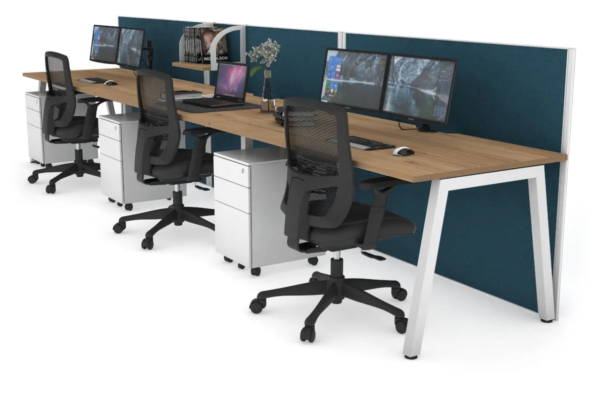 Horizon Quadro 3 Person Run A Legs Office Workstation [1800L x 800W with Cable Scallop]