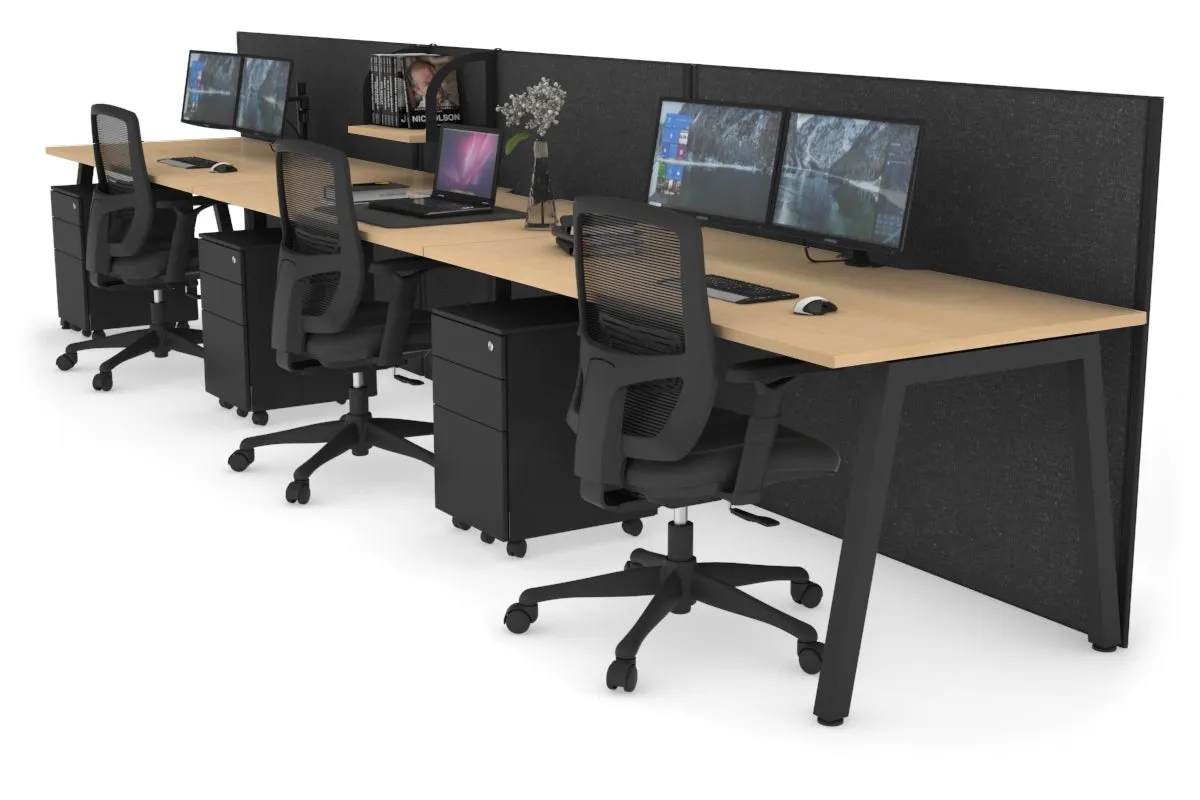 Horizon Quadro 3 Person Run A Legs Office Workstation [1800L x 800W with Cable Scallop]