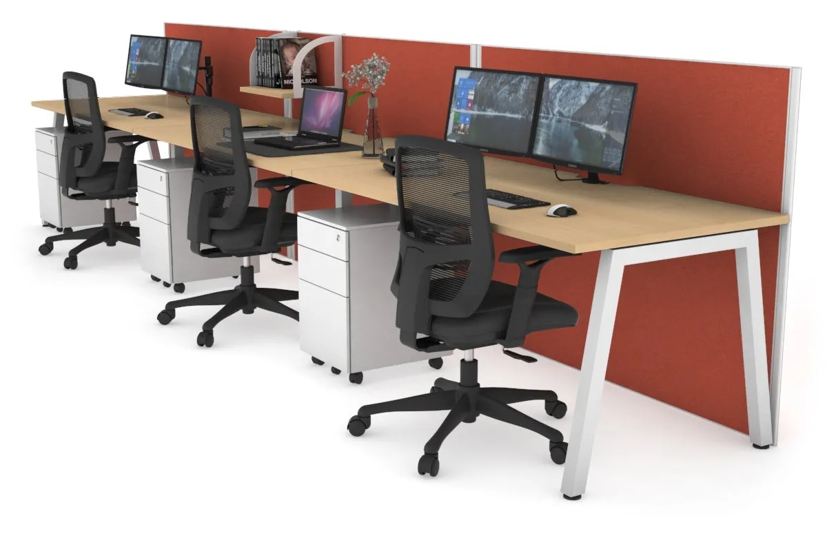 Horizon Quadro 3 Person Run A Legs Office Workstation [1800L x 800W with Cable Scallop]