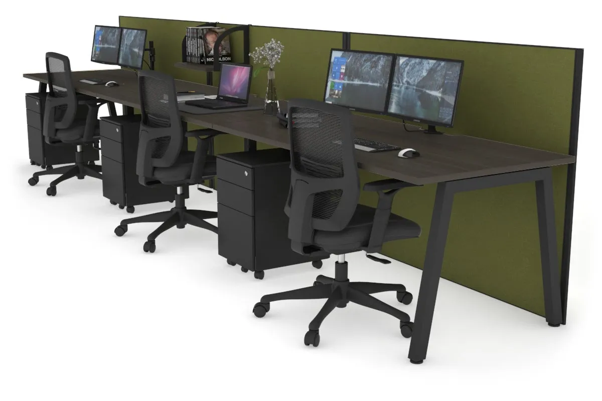 Horizon Quadro 3 Person Run A Legs Office Workstation [1800L x 800W with Cable Scallop]