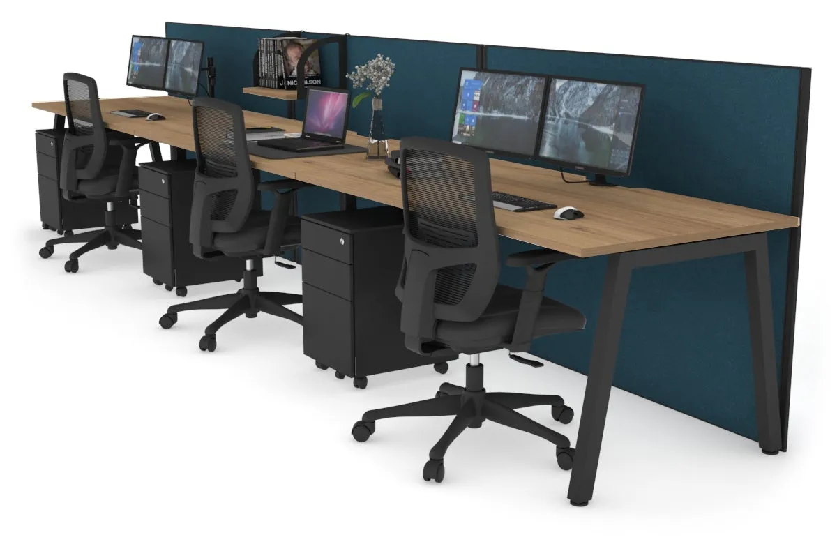 Horizon Quadro 3 Person Run A Legs Office Workstation [1800L x 800W with Cable Scallop]