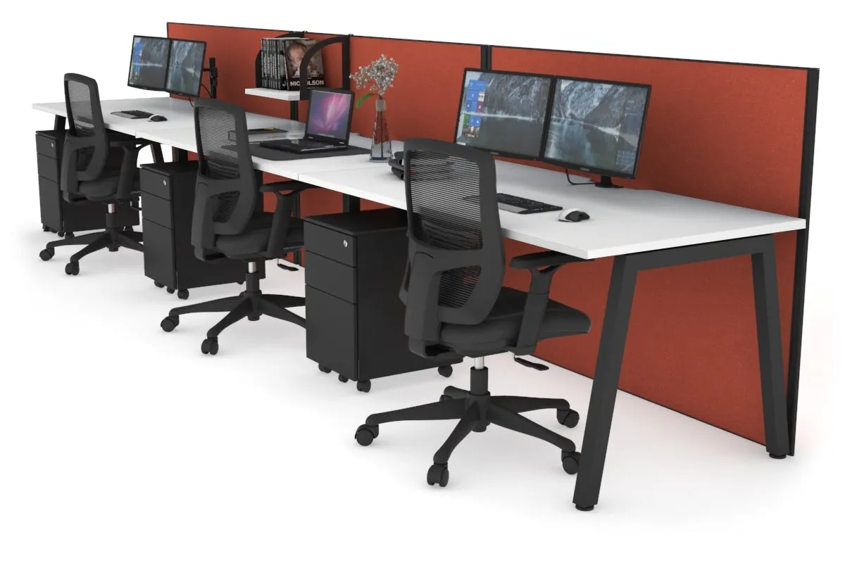 Horizon Quadro 3 Person Run A Legs Office Workstation [1800L x 800W with Cable Scallop]