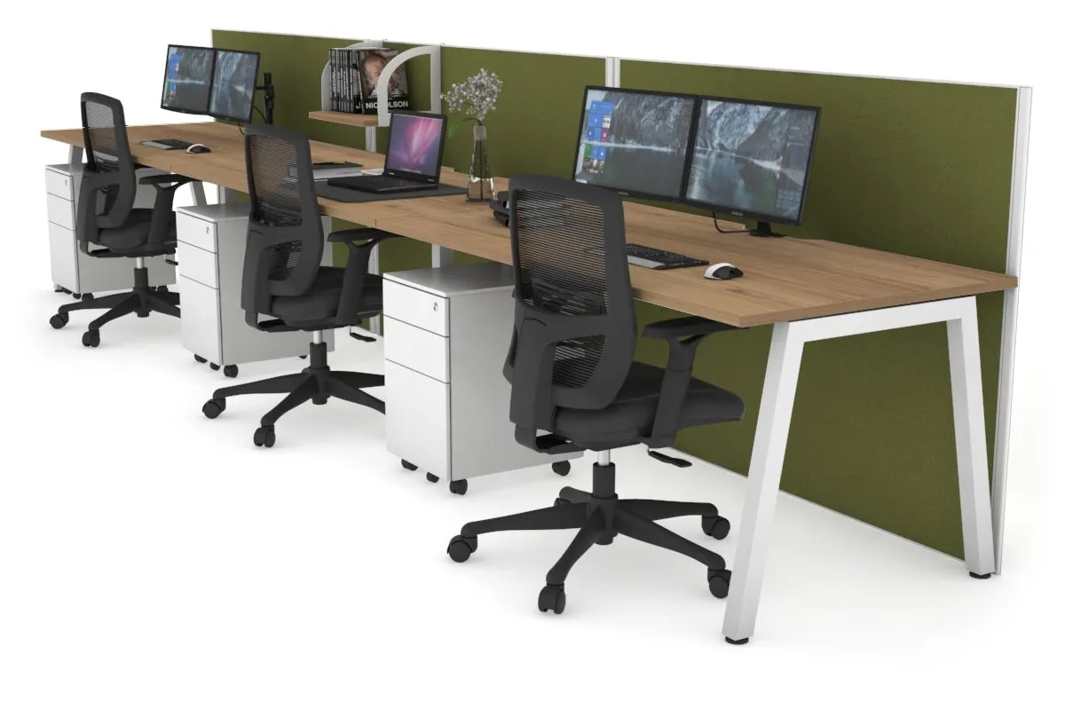 Horizon Quadro 3 Person Run A Legs Office Workstation [1800L x 800W with Cable Scallop]