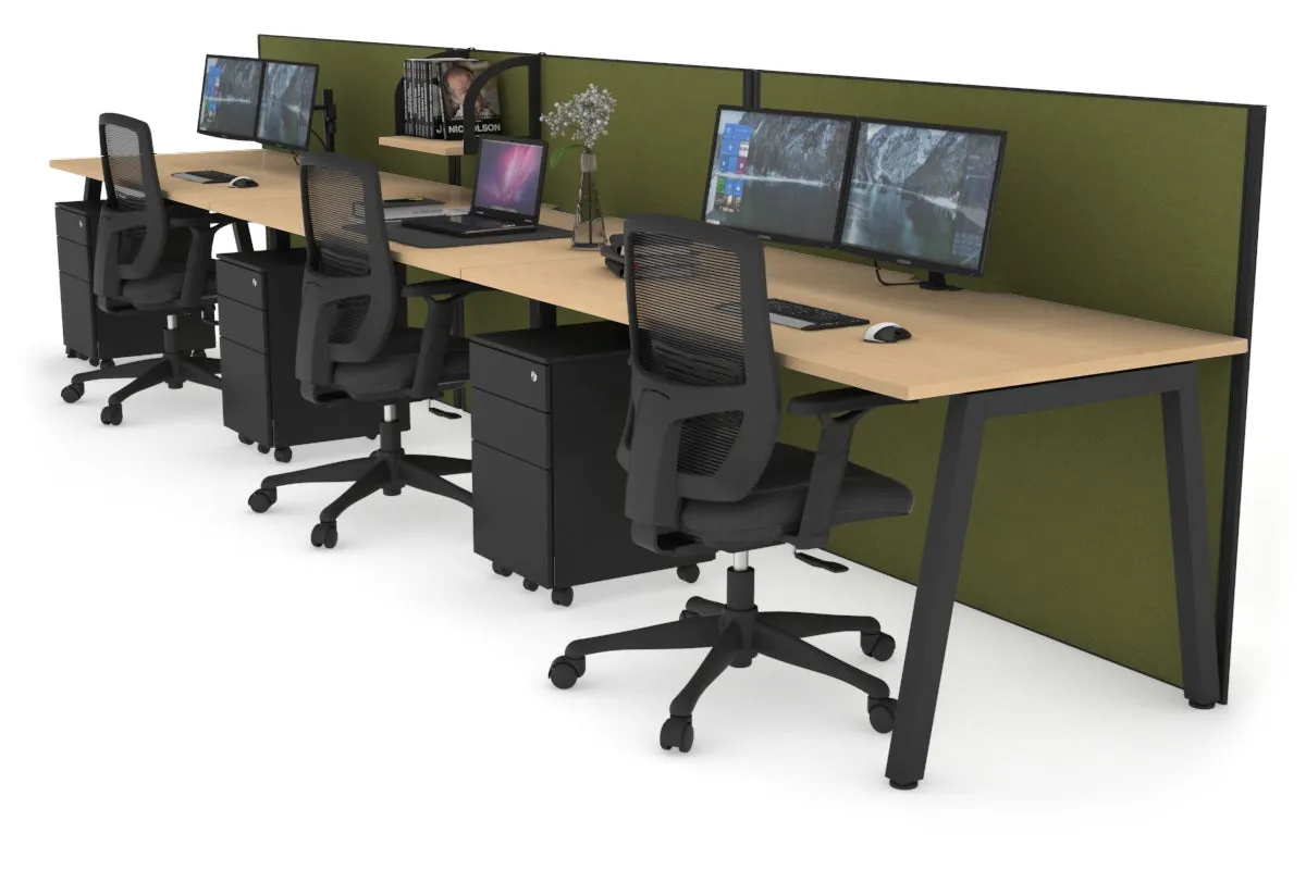 Horizon Quadro 3 Person Run A Legs Office Workstation [1800L x 800W with Cable Scallop]