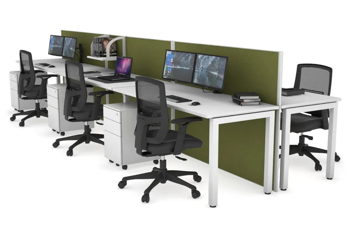 Horizon Quadro 6p Bench Square Legs Office Workstation [1800L x 700W]