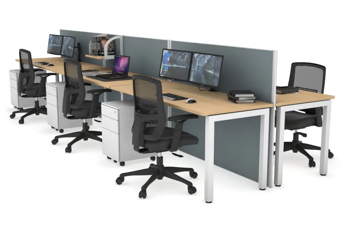 Horizon Quadro 6p Bench Square Legs Office Workstation [1800L x 700W]