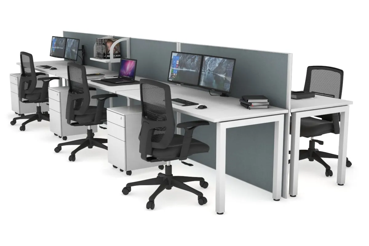 Horizon Quadro 6p Bench Square Legs Office Workstation [1800L x 700W]