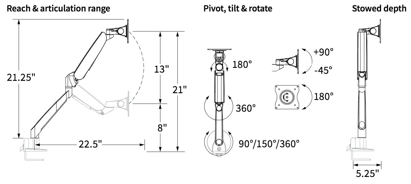 JIBE Single Articulating Monitor Arm