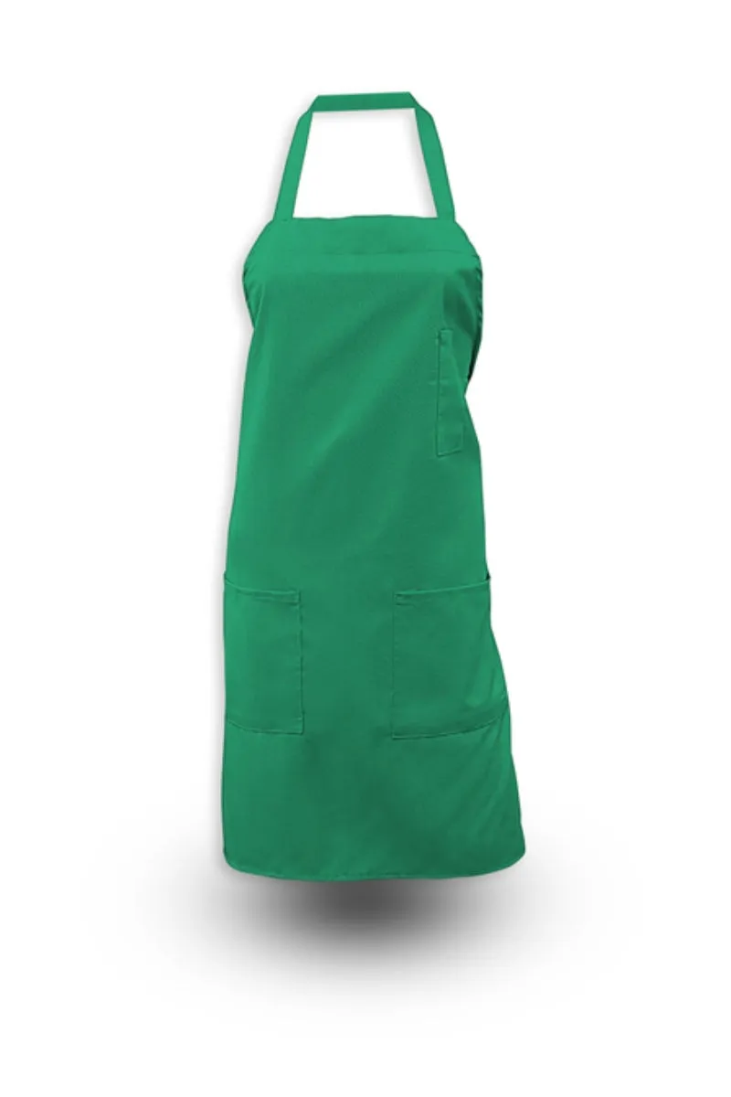 Kelly Green Bib Apron (3 Pockets)
