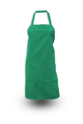 Kelly Green Bib Apron (3 Pockets)