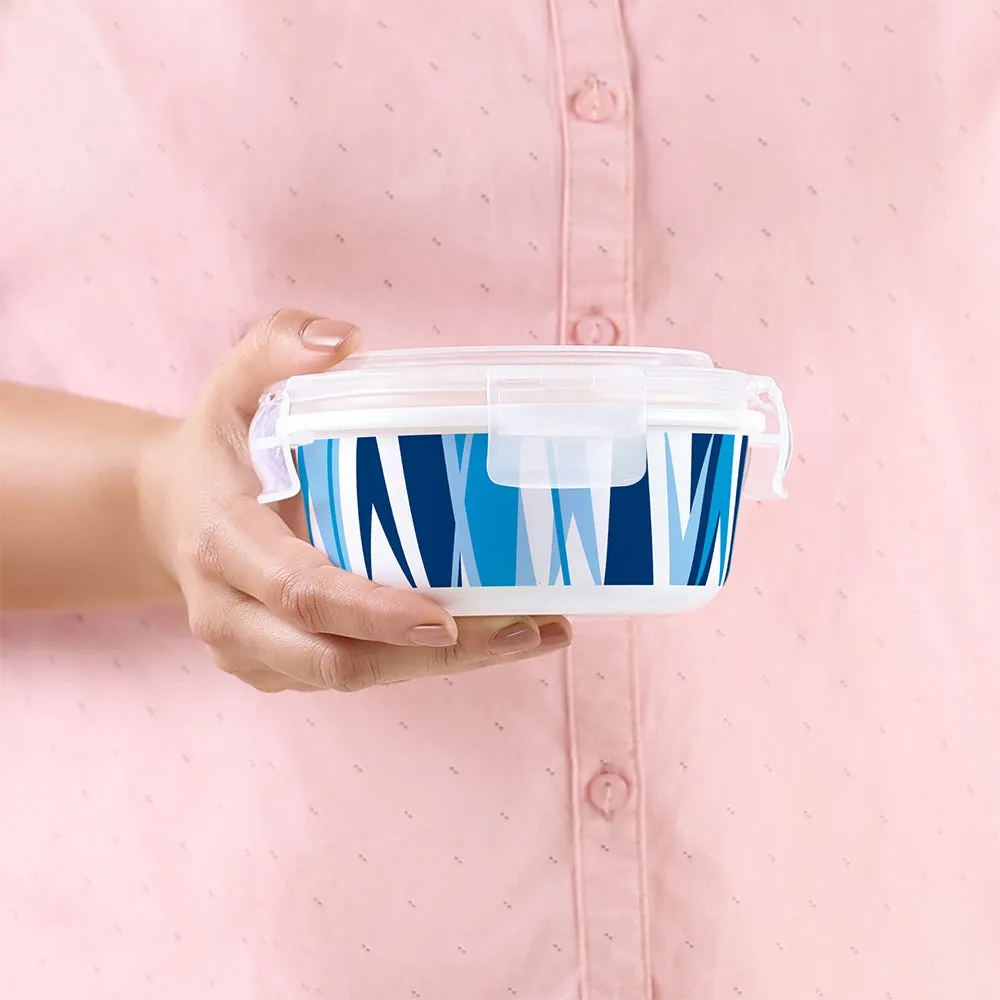Larah By Borosil Geo Blue Klip N Store Storage Container