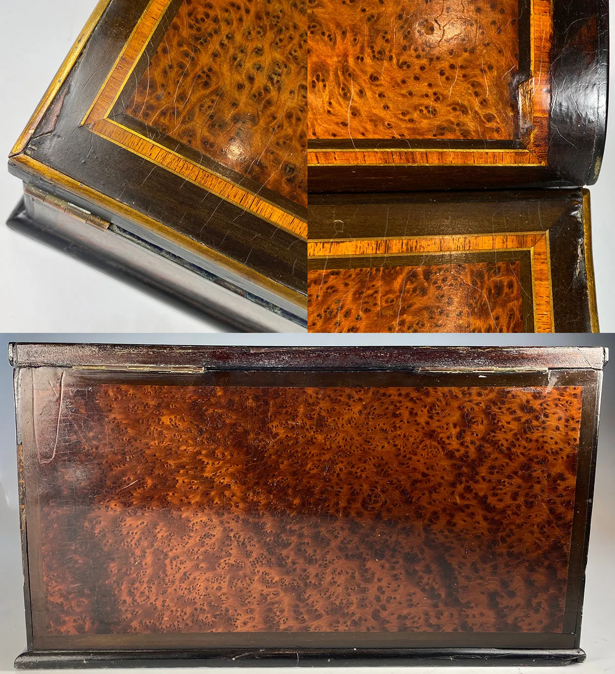 Large 15" Wide Antique French Writer's Cabinet, Slope, TAHAN of Paris, Maker, Napoleon III