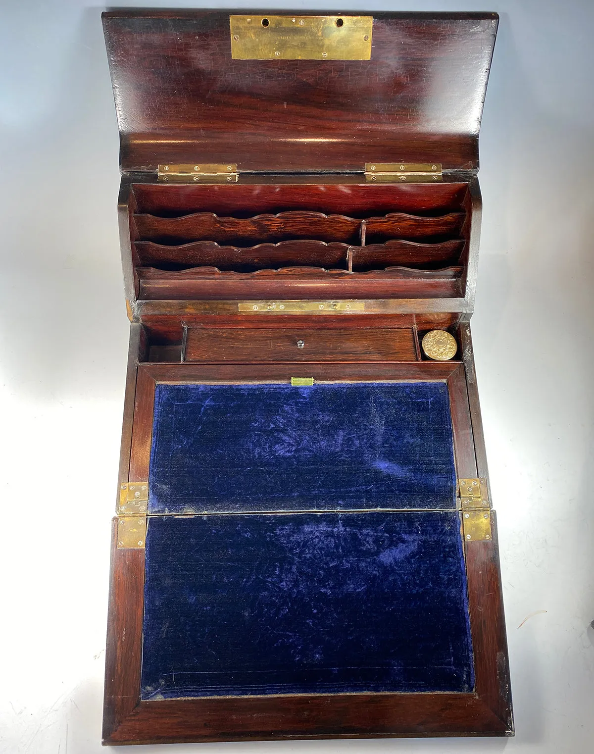 Large 15" Wide Antique French Writer's Cabinet, Slope, TAHAN of Paris, Maker, Napoleon III