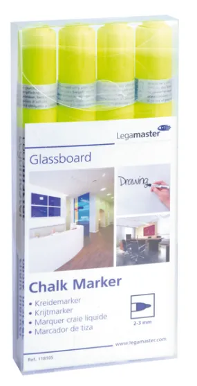 Legamaster Chalk Marker,  Yellow Color, Pack Of 4, Part Number: 7-118105