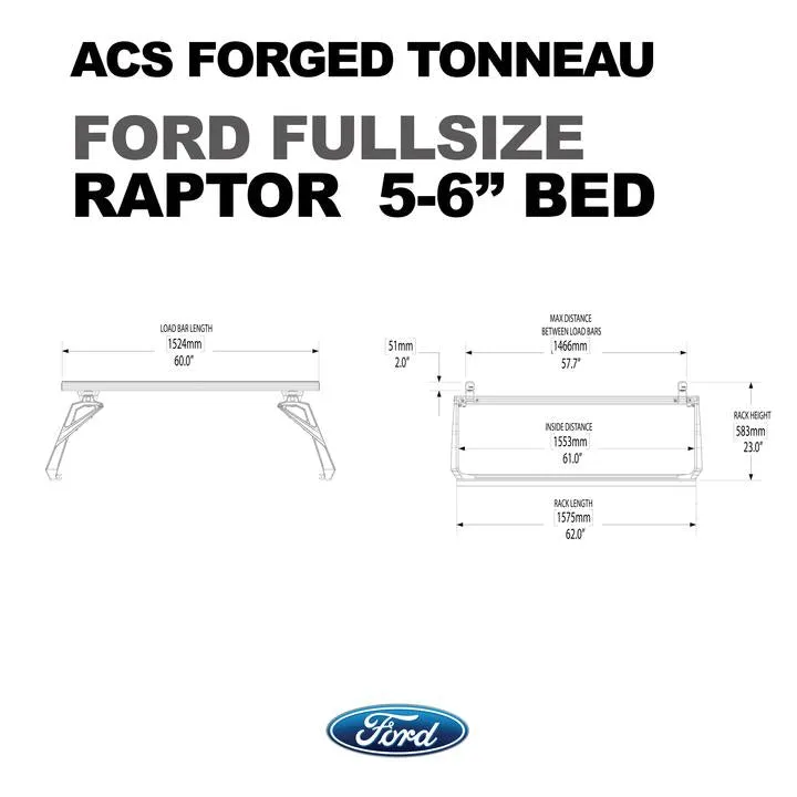 Leitner Designs ACS Forged Tonneau - Rails Only - For Ford