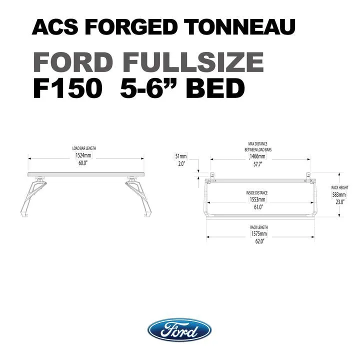 Leitner Designs ACS Forged Tonneau - Rails Only - For Ford