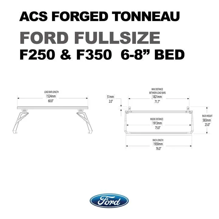 Leitner Designs ACS Forged Tonneau - Rails Only - For Ford
