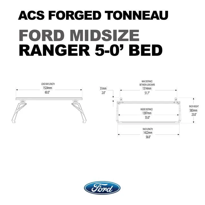 Leitner Designs ACS Forged Tonneau - Rails Only - For Ford