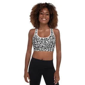 Leopard White Padded Sports Bra