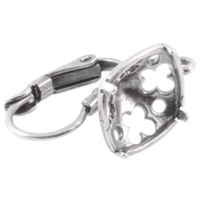 Leverback Ear Wire with Loop and 10mm Cushion Stone Setting - Antiqued Silver Plate (1 Pair)