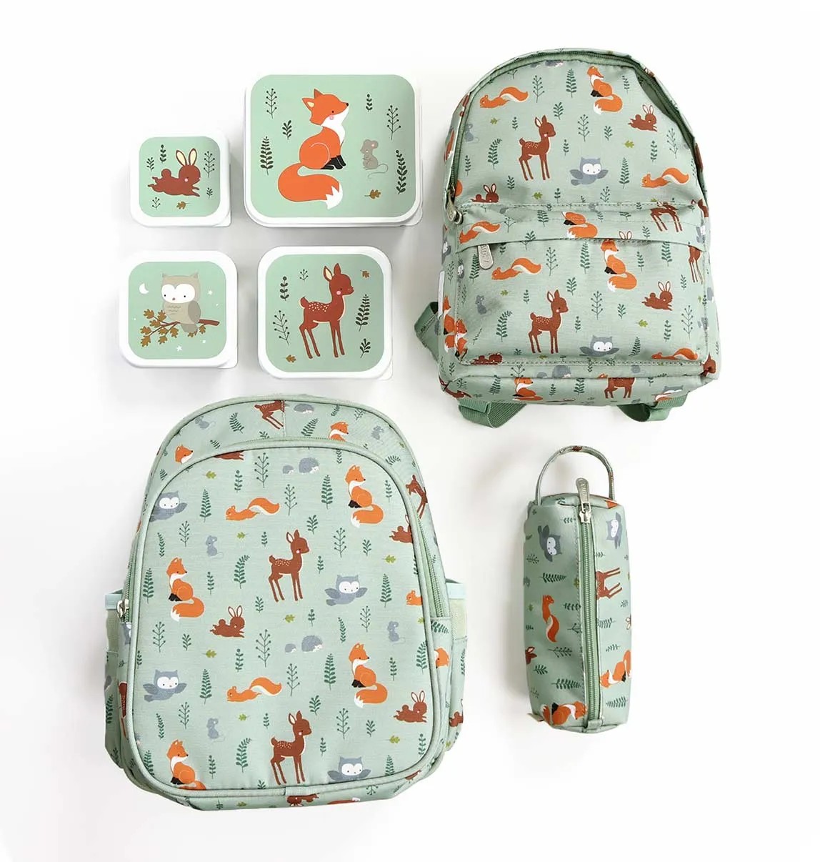 Lunch and Snack Box Set Forest Friends - Sage