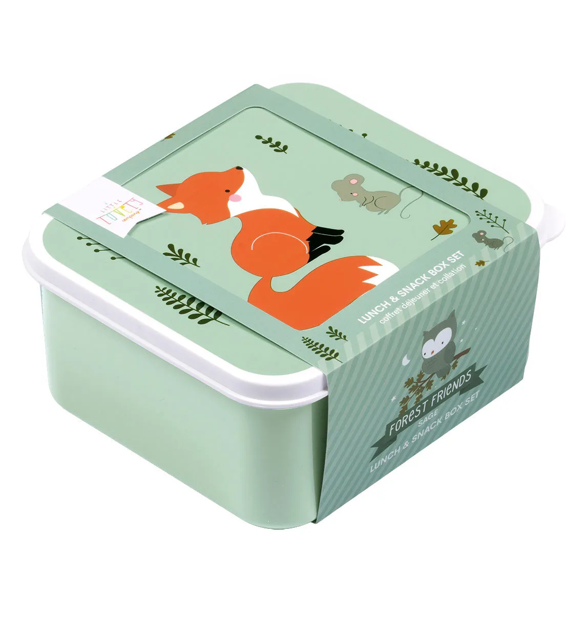 Lunch and Snack Box Set Forest Friends - Sage