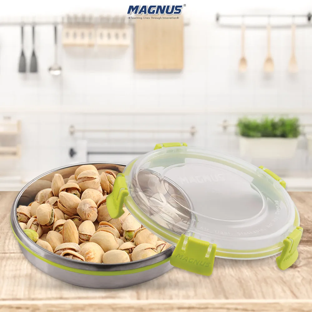 Magnus Klip Lock Stainless Steel Airtight Leakproof Storage Container 400ML, Chocolate Container - Kitchen Accessories Items, Lunch Box, Lunch Boxes for Office Men