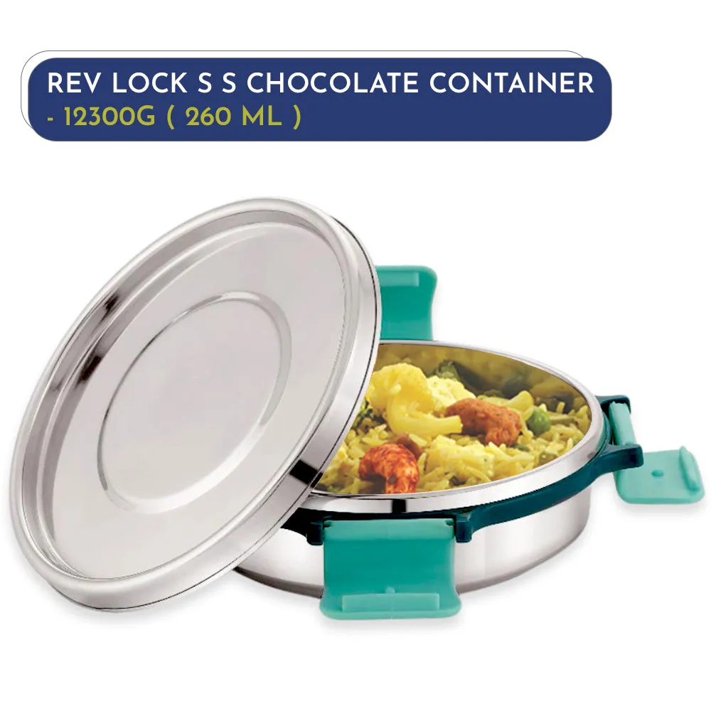 Magnus Stainless Steel Airtight Leakproof Storage Container with Rev Lock Lid, 260ML - Premium Kitchen Accessories Items, Ideal Lunch Box, Perfect Lunch Boxes for Office Men