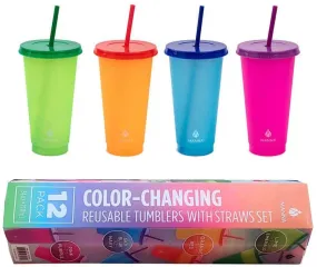 Manna Color Changing Plastic Tumblers, Set of 12