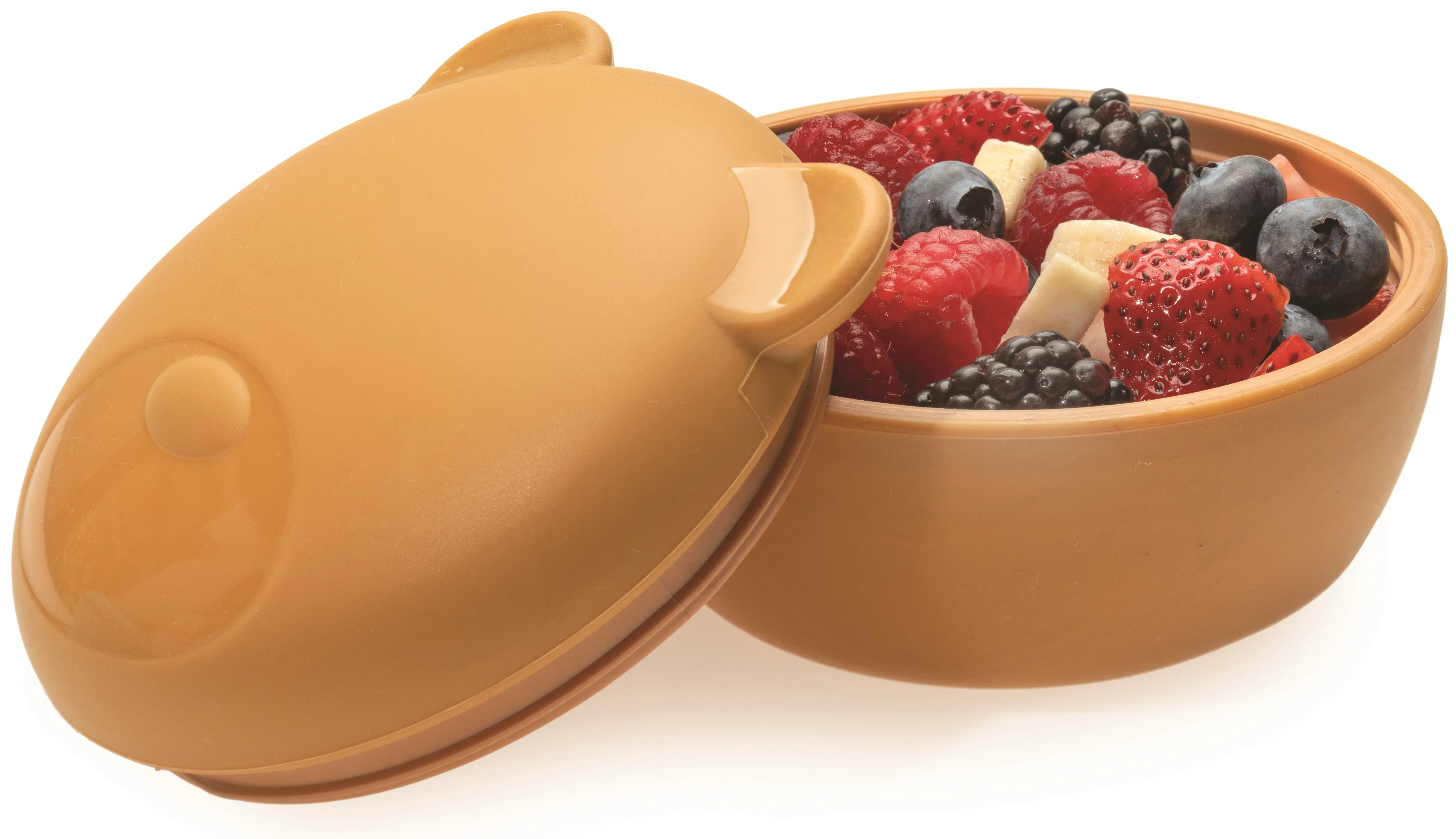 Melii Silicone Bowl With Lid Brown Bear 350 Ml