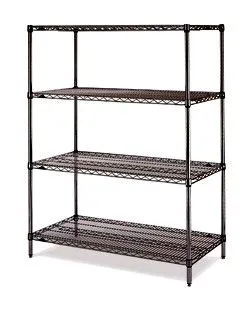 Metro 4ES213663NBL 21" x 36" x 63" Black Wire Shelving Unit with 4 Super Erecta&reg; Wire Shelves