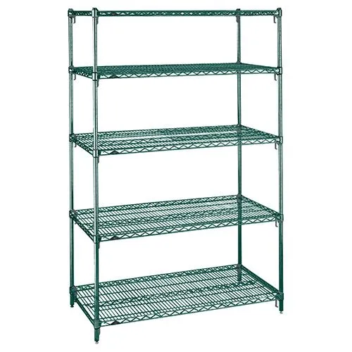 Metro 5A467K3 21" x 60" x 74" Metroseal&reg; Green Wire Shelving Unit with 5 Super Adjustable&trade; Wire Shelves