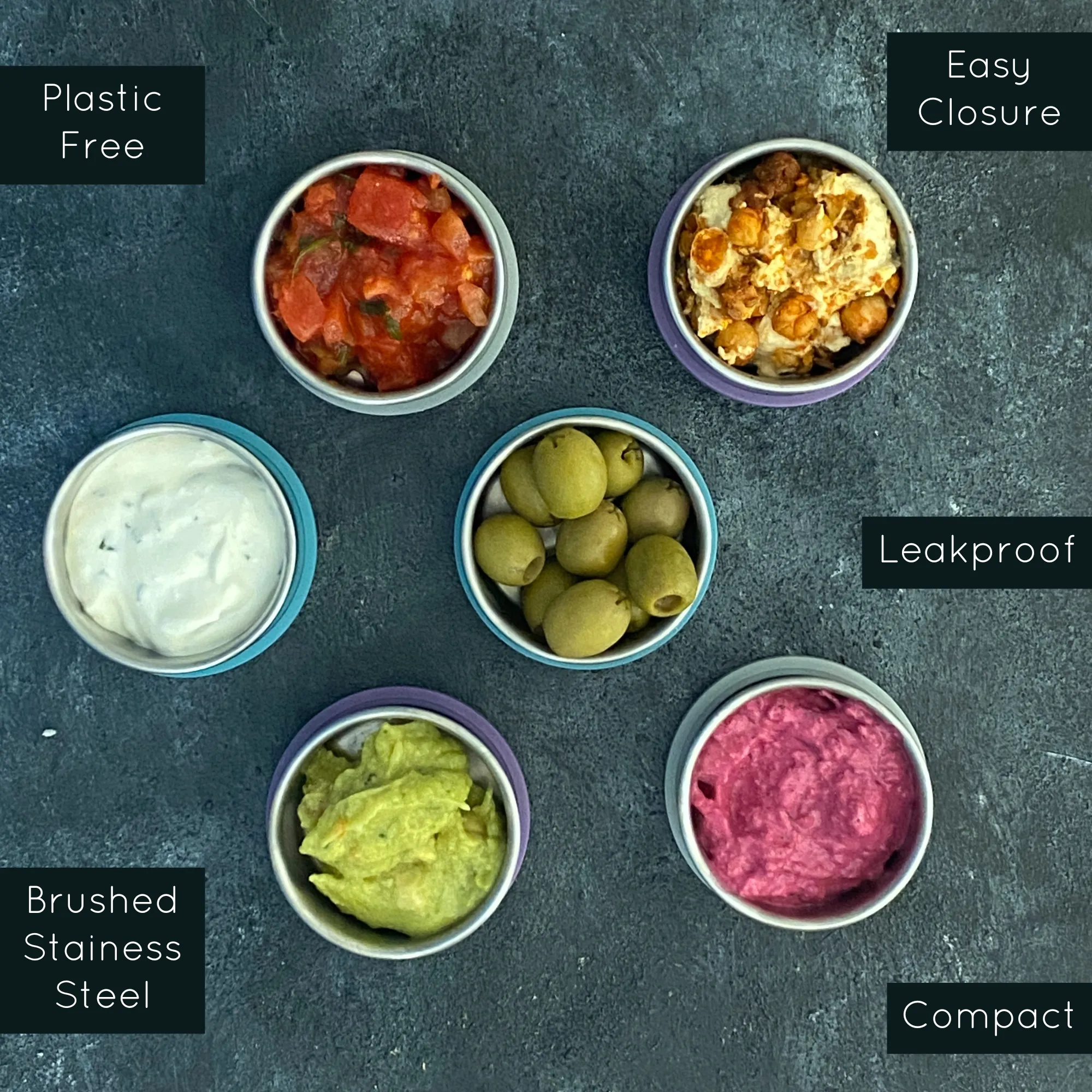 Mini Stainless Steel Sauce & Dressing Pots - Leakproof Set of 3