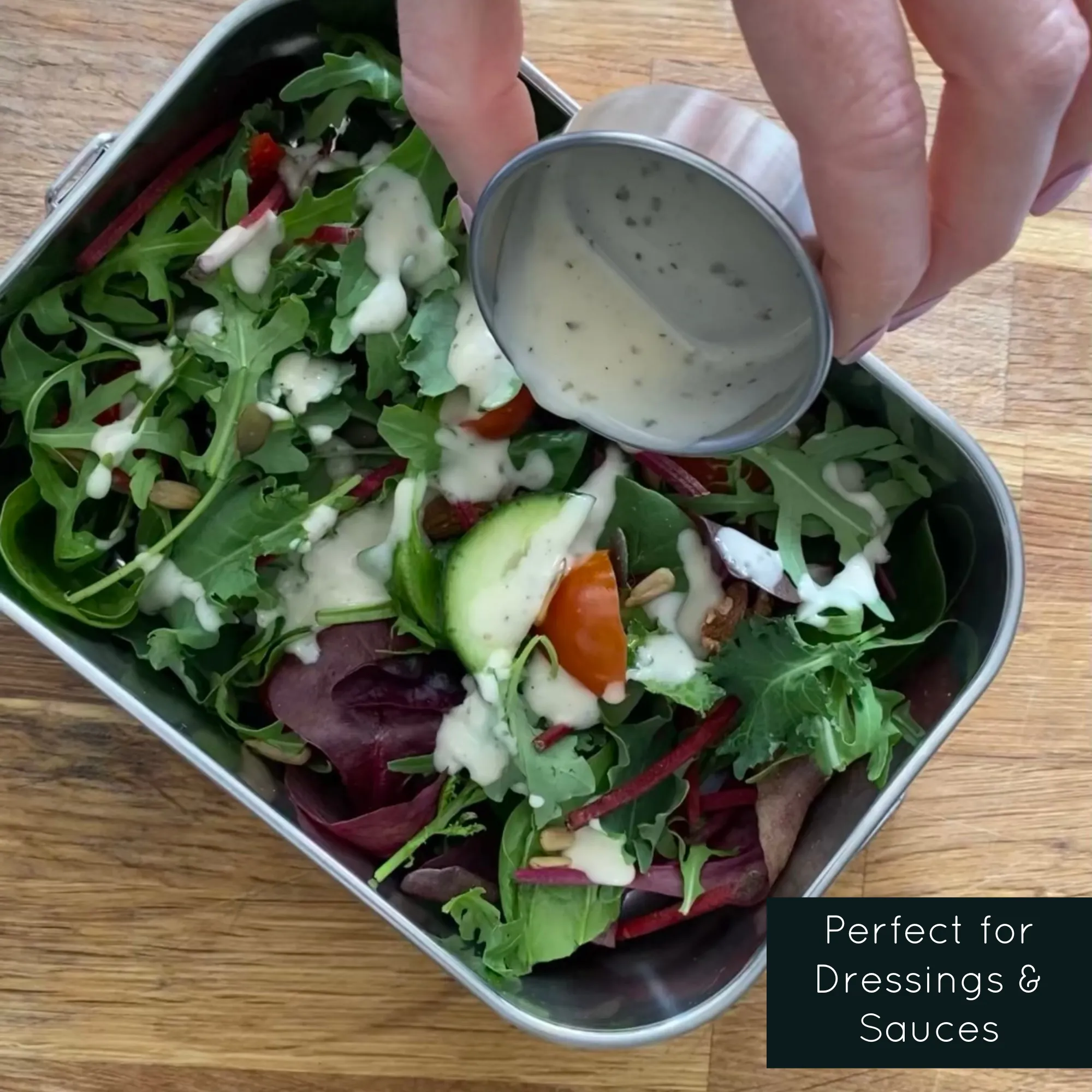Mini Stainless Steel Sauce & Dressing Pots - Leakproof Set of 3