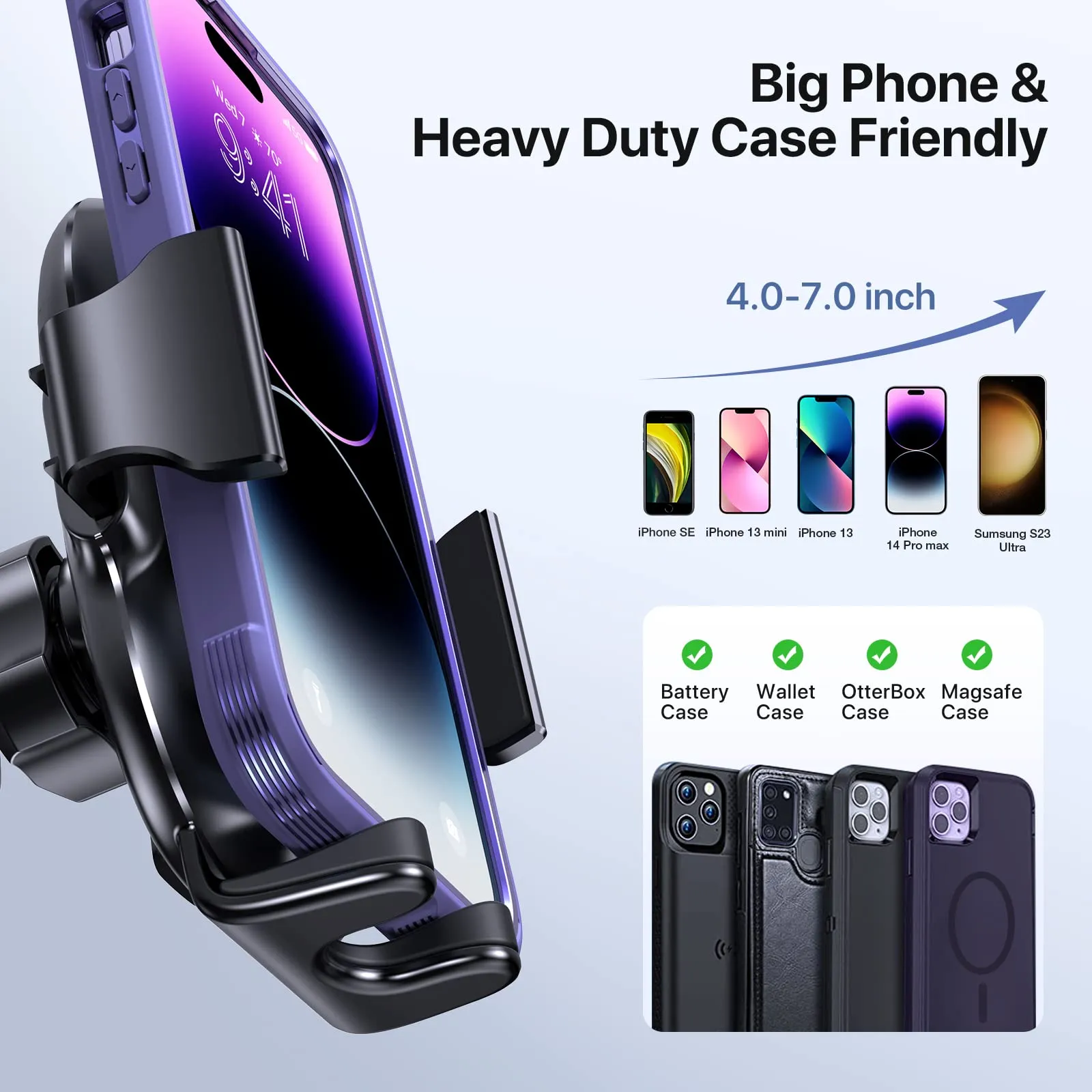 Miracase Car Phone Holder, 4-in-1 Mobile Holder for Car, Phone Holder Car for Dashboard & Air Vent & Windshield, Compatible with iPhone 14 Pro Max 13 12 11, Samsung S23, Xiaomi, Google and More