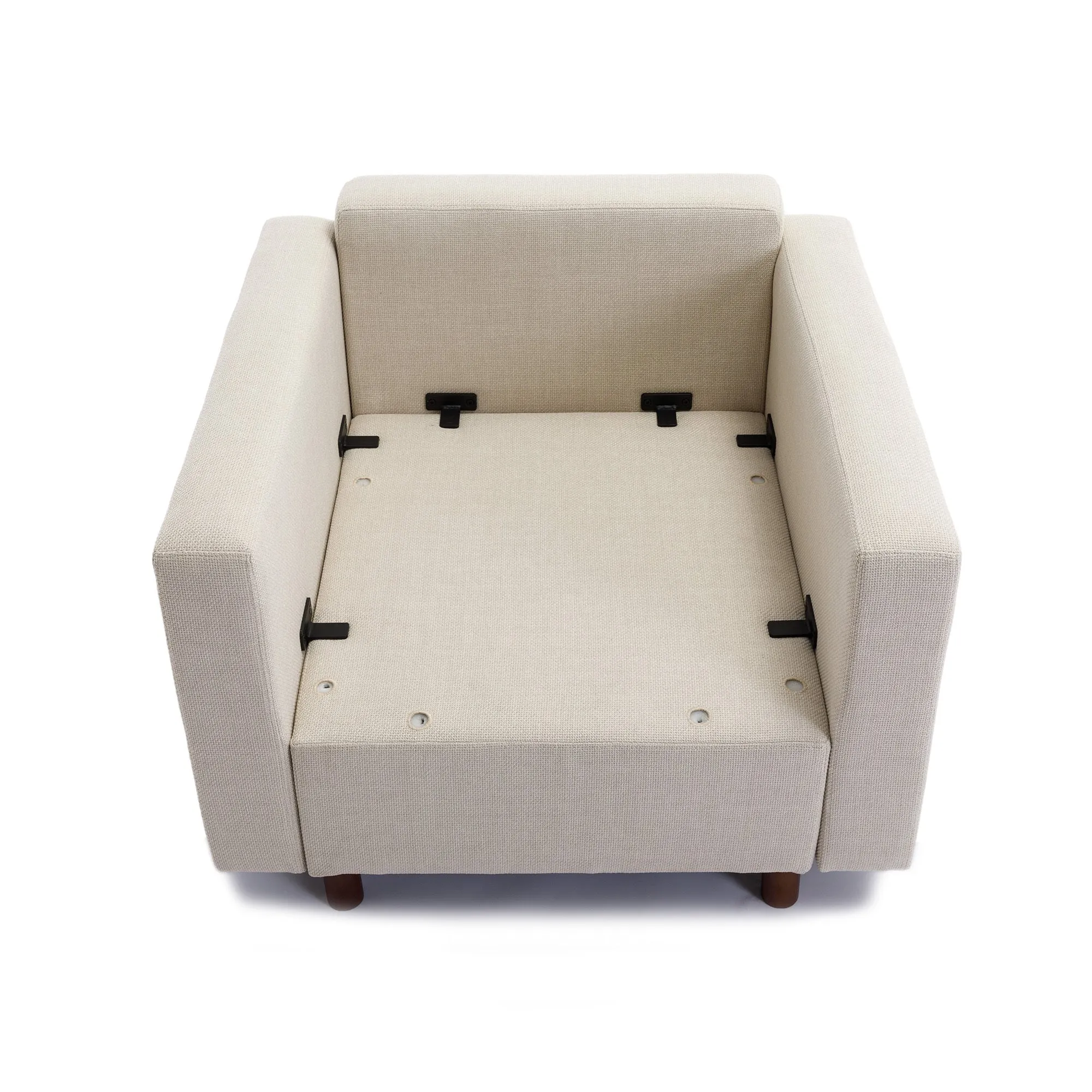 Modular Single-Seat Sectional Couch in Cream, Non-Removable & Non-Washable Cushion Covers