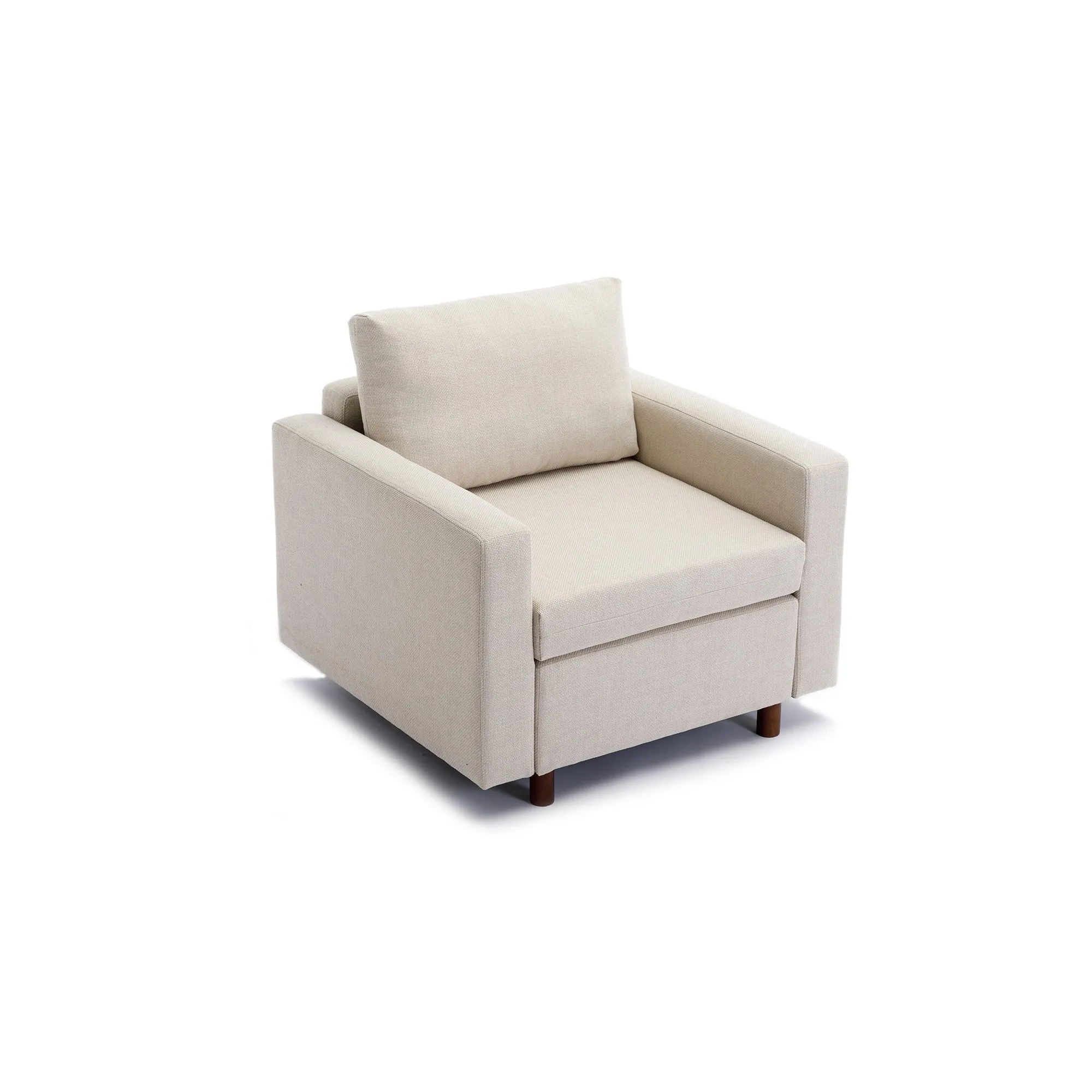 Modular Single-Seat Sectional Couch in Cream, Non-Removable & Non-Washable Cushion Covers