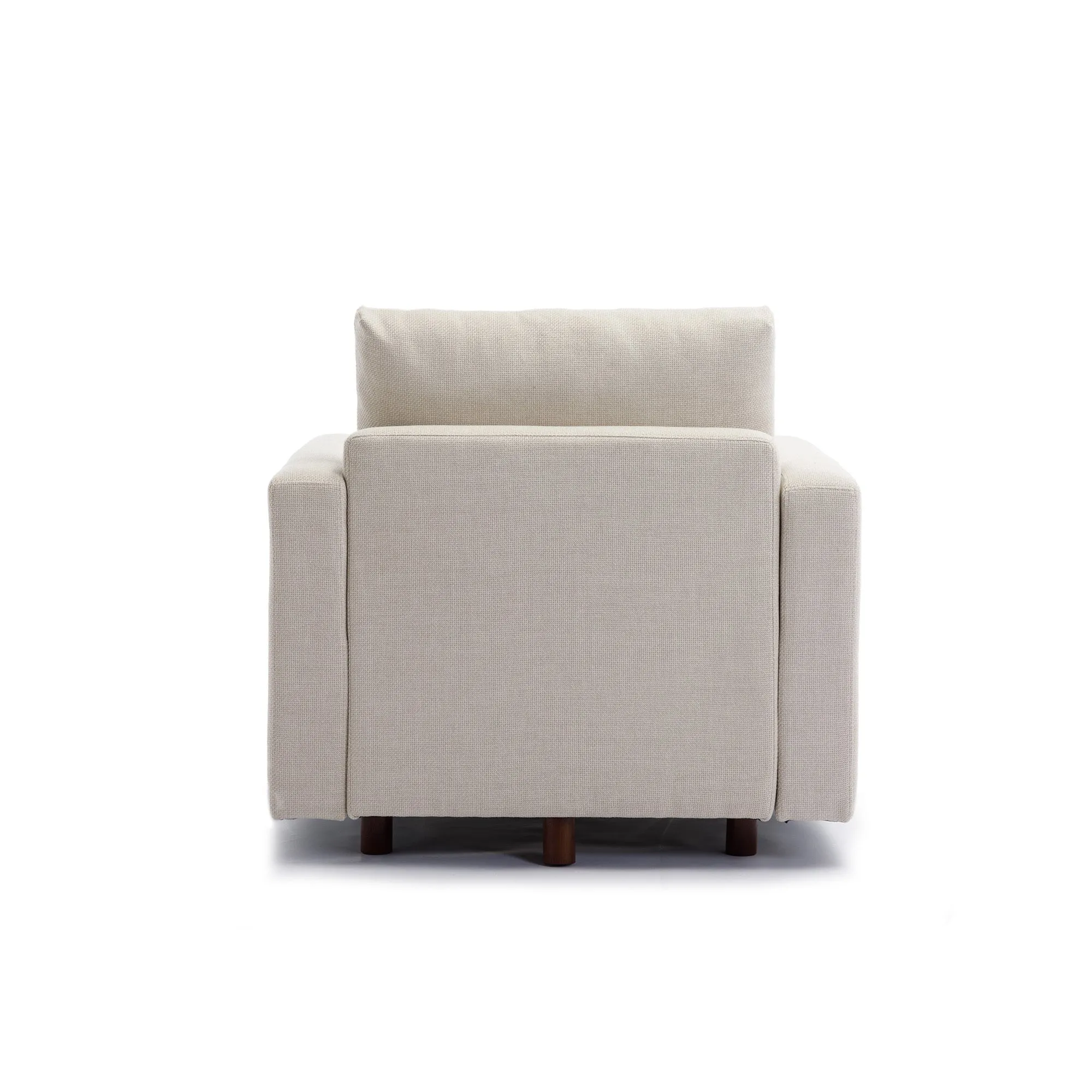 Modular Single-Seat Sectional Couch in Cream, Non-Removable & Non-Washable Cushion Covers